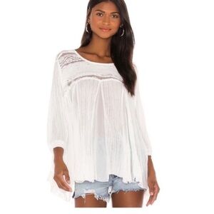 Free People White Lace Detail Top